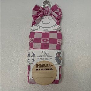 NWT Toby Newborn Headband and Blanket Swaddle Set - Pink
